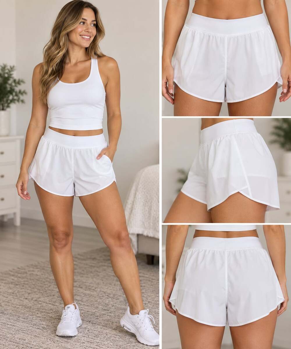 Layer 8 Athletic Shorts Size S White Running Sport Pockets